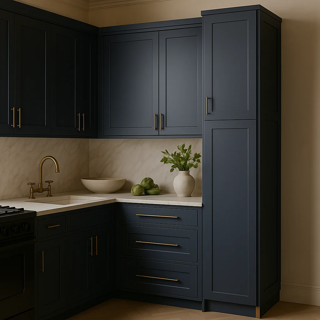 Hampton Bay Avondale 18x24x84 Shaker Pantry Cabinet in Ink Blue - Image 2