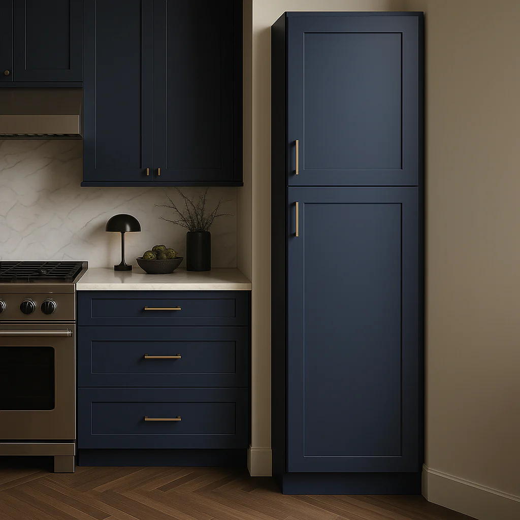 Hampton Bay Avondale 18x24x84 Shaker Pantry Cabinet in Ink Blue - Image 3