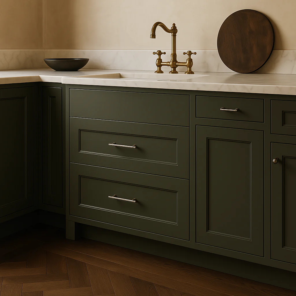 Hampton Bay Avondale 24" Shaker Drawer Base Cabinet in Fern Green - Image 3