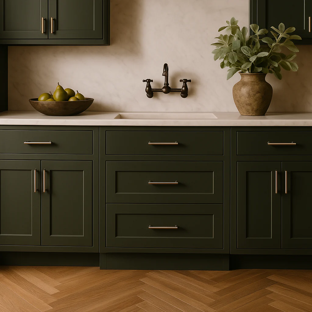 Hampton Bay Avondale 24" Shaker Drawer Base Cabinet in Fern Green - Image 4