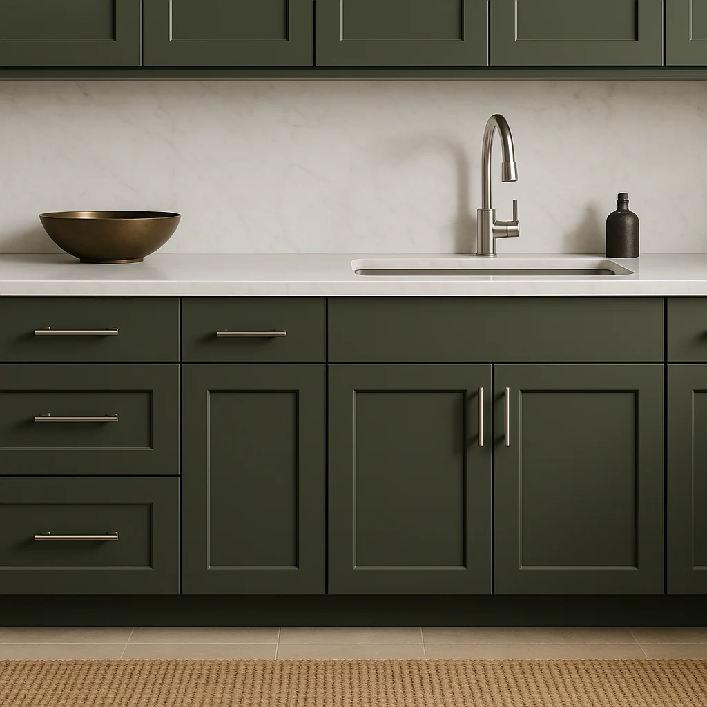 Hampton Bay Avondale 36 in. Shaker Sink Base Kitchen Cabinet - Fern Green - Image 2
