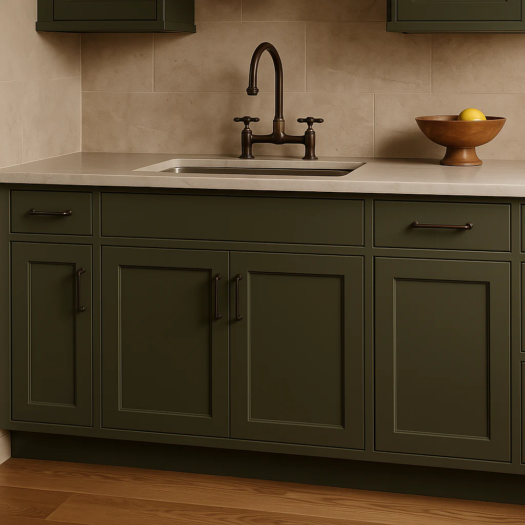 Hampton Bay Avondale 36 in. Shaker Sink Base Kitchen Cabinet - Fern Green - Image 3