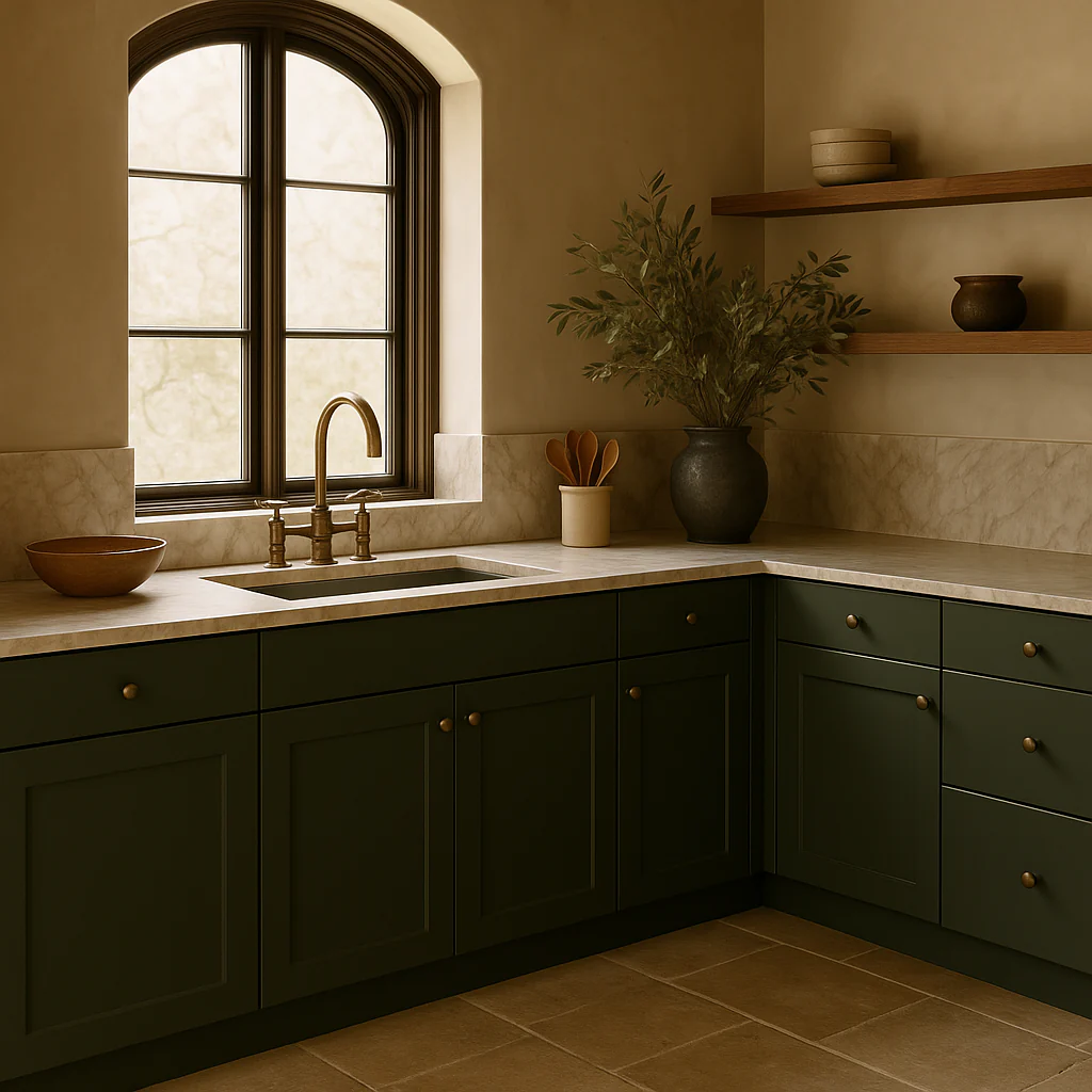 Hampton Bay Avondale 36 in. Shaker Sink Base Kitchen Cabinet - Fern Green - Image 4