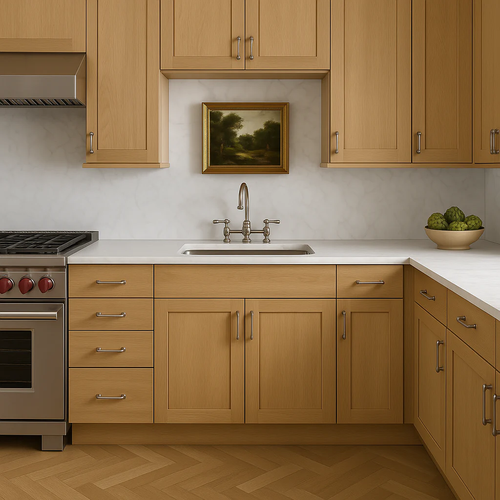 Hampton Bay Avondale 36" Shaker Base Kitchen Cabinet in White Oak - Image 4