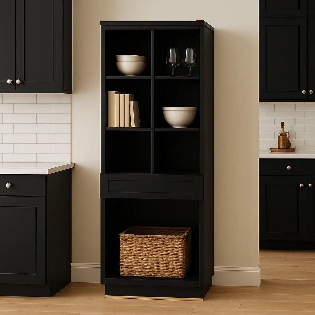 Hampton Bay Avondale 36" x 24" x 96" Shaker Open Pantry Cabinet in Raven Black - Image 2
