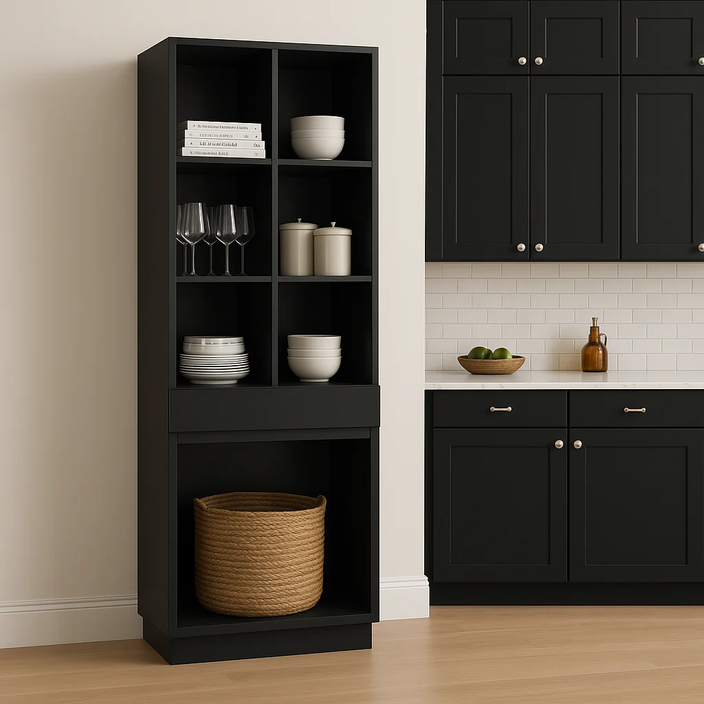 Hampton Bay Avondale 36" x 24" x 96" Shaker Open Pantry Cabinet in Raven Black - Image 3