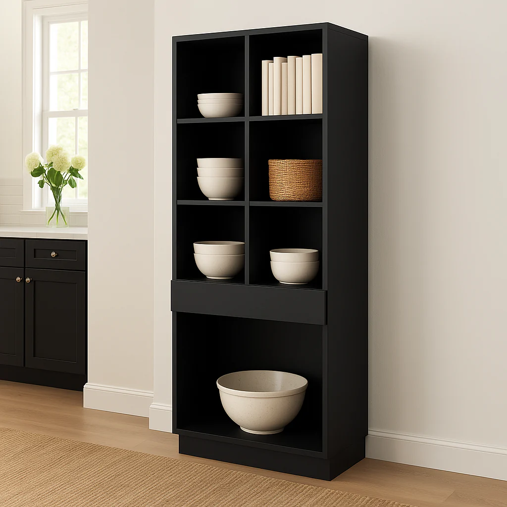 Hampton Bay Avondale 36" x 24" x 96" Shaker Open Pantry Cabinet in Raven Black - Image 4