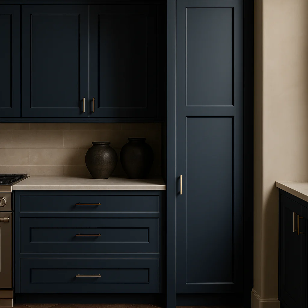 Hampton Bay Avondale Ink Blue Shaker Pantry Cabinet, 18x24x96 - Image 4
