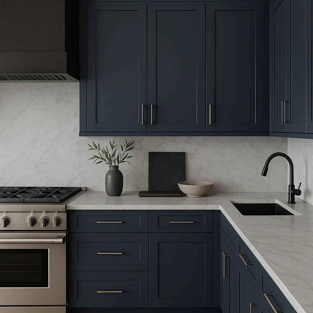 Hampton Bay Avondale Ink Blue Shaker Wall Kitchen Cabinet - 18x12x42 - Image 3