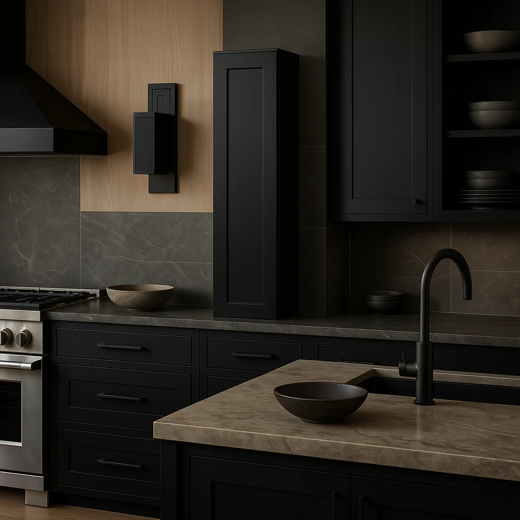 Hampton Bay Avondale Raven Black Shaker Wall Kitchen Cabinet, 12x12x42 Inches - Image 2