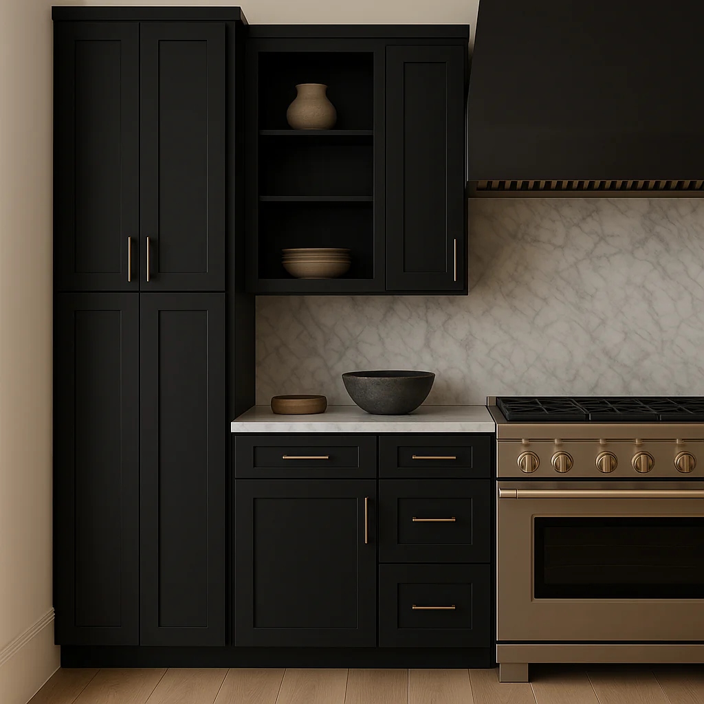 Hampton Bay Avondale Raven Black Shaker Wall Kitchen Cabinet - 15 in. W x 12 in. D x 42 in. H - Image 3