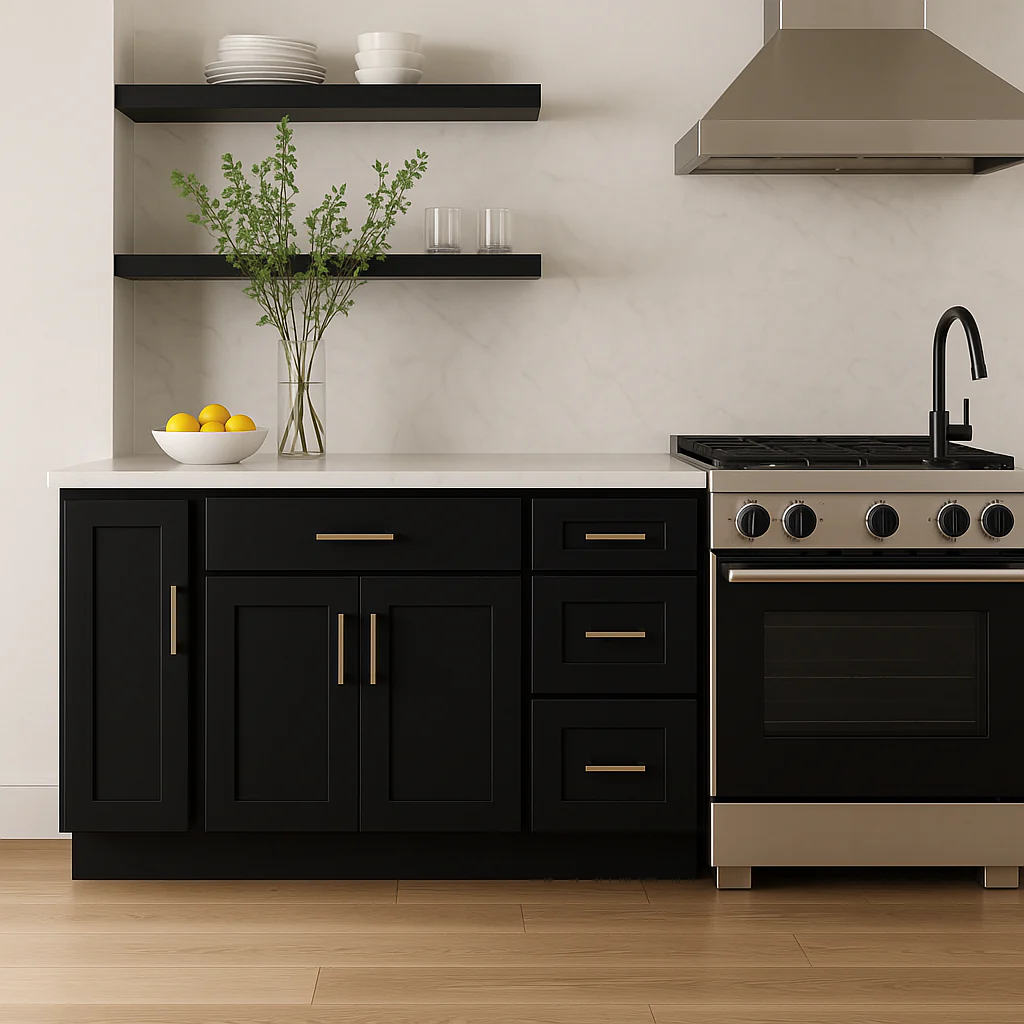 Hampton Bay Avondale Shaker Base Kitchen Cabinet, 9 in. W x 24 in. D x 34.5 in. H, Raven Black - Image 4