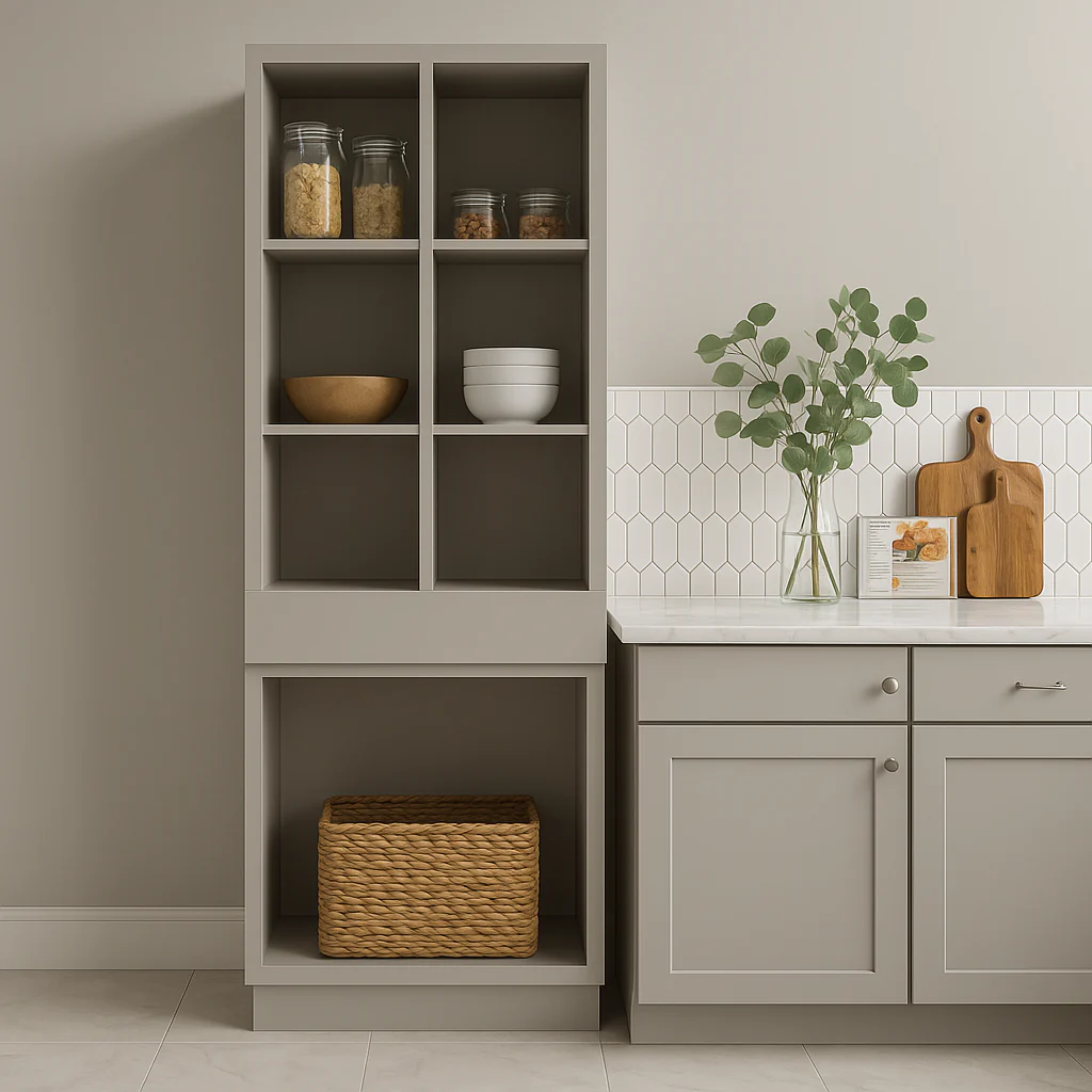 Hampton Bay Avondale Shaker Open Pantry Kitchen Cabinet in Dove Gray - Image 4