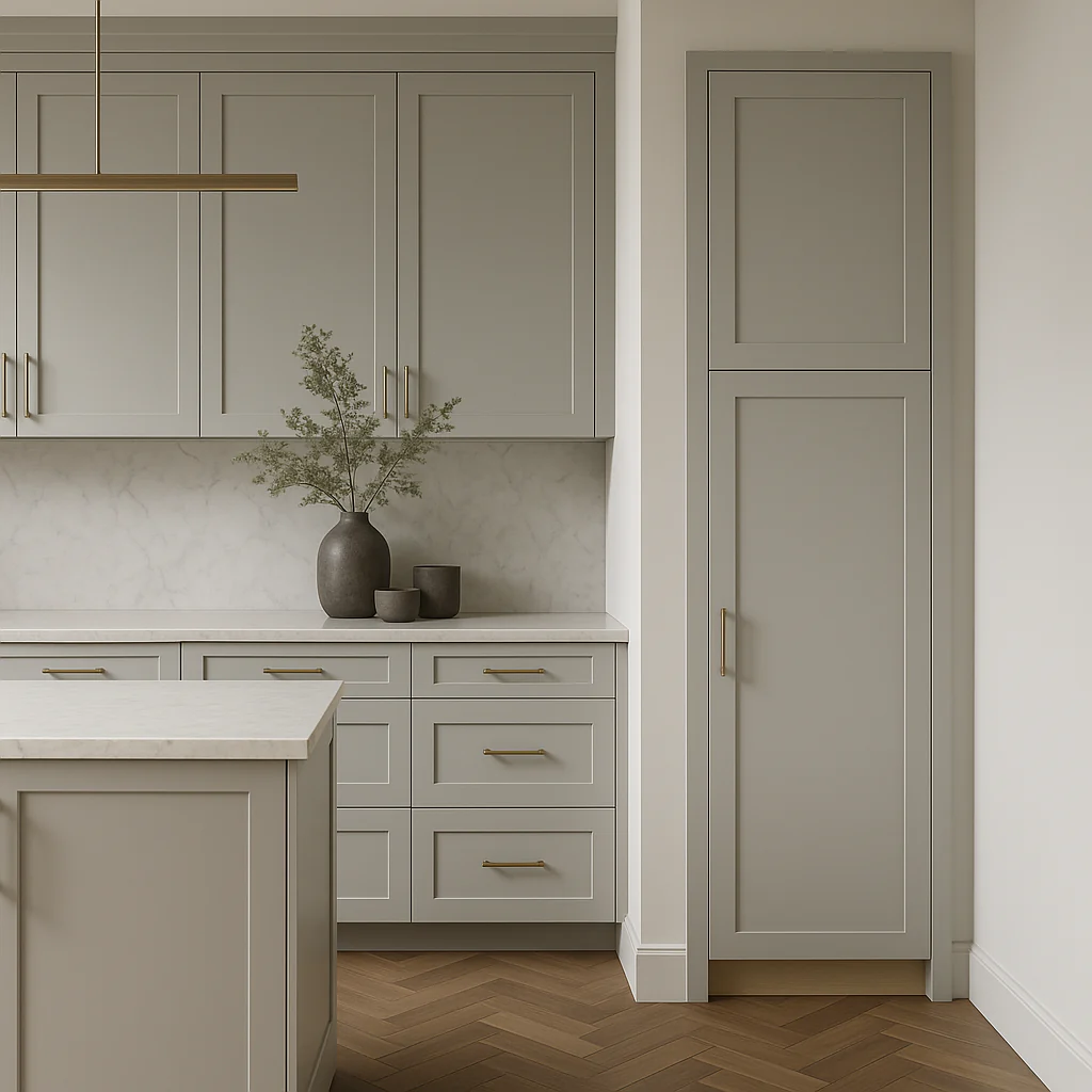 Hampton Bay Avondale Shaker Pantry Kitchen Cabinet, Dove Gray, 18x24x84 in. - Image 3