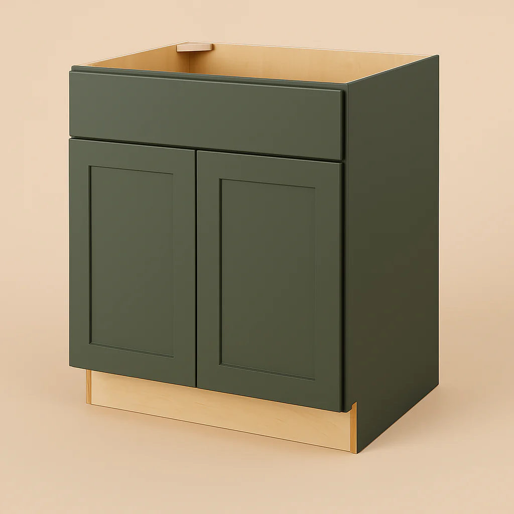 Hampton Bay Avondale Shaker Sink Base Kitchen Cabinet, Fern Green, 33x24x34.5 in.