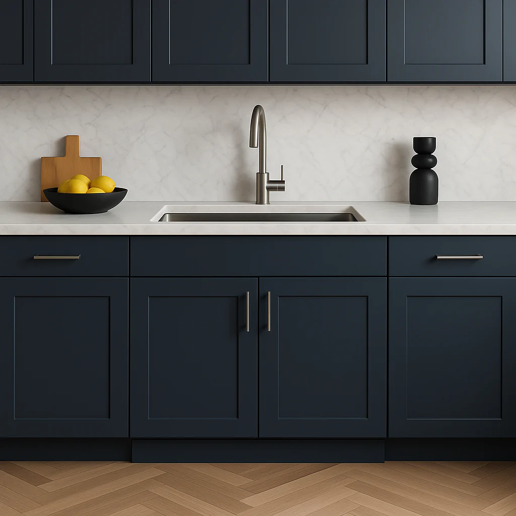 Hampton Bay Ink Blue Shaker Sink Base Cabinet - 33" W x 24" D x 34.5" H - Image 2