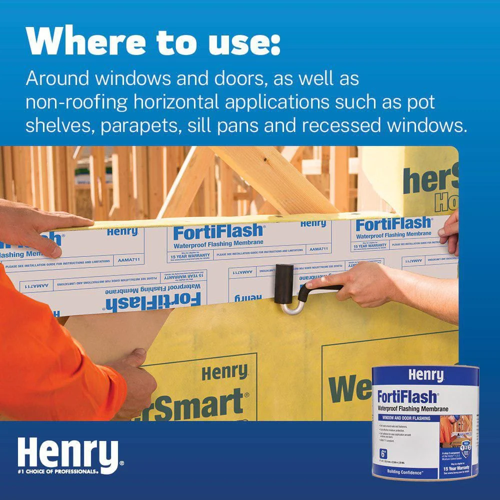 Henry FortiFlash 25 mil Self-Adhered Waterproof Flashing Membrane Roll, 6 in. x 75 ft - Image 4