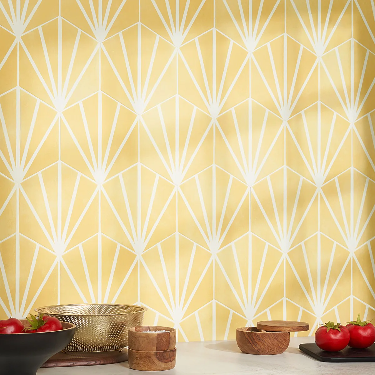 HexArt Deco Yellow 8" Hexagon Matte Porcelain Tile by Lux Tile - Image 2