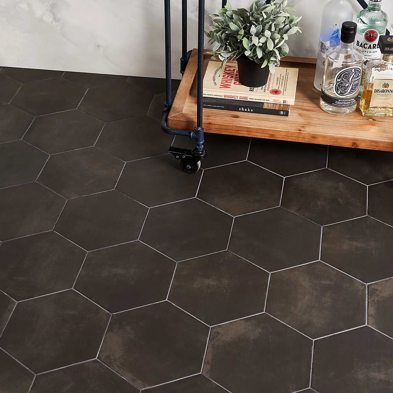 HexArt Nero Black 8" Hexagon Matte Porcelain Tile by Lux Tile