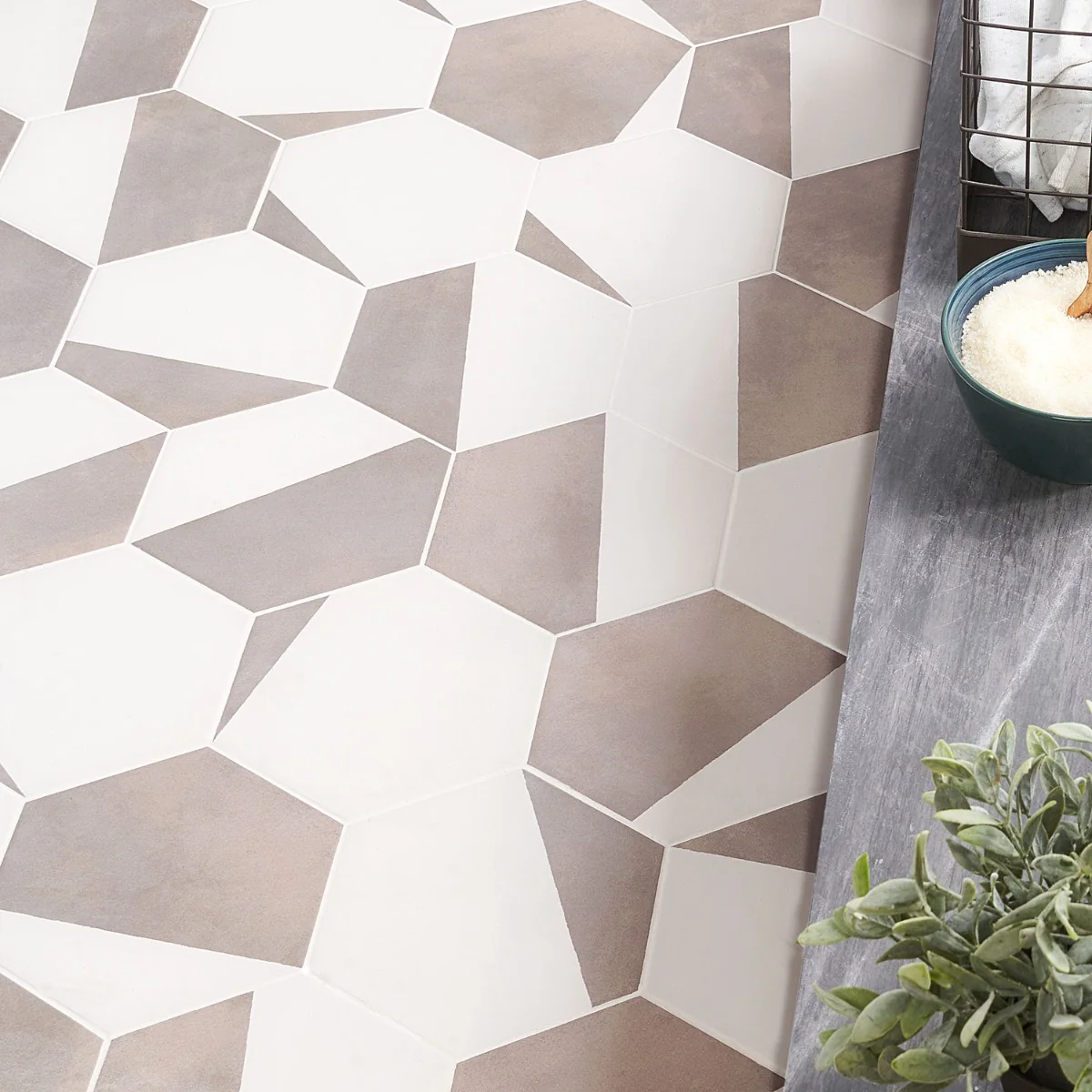 HexArt Pop Gris 8" Hexagon Matte Porcelain Tile - Lux Tile