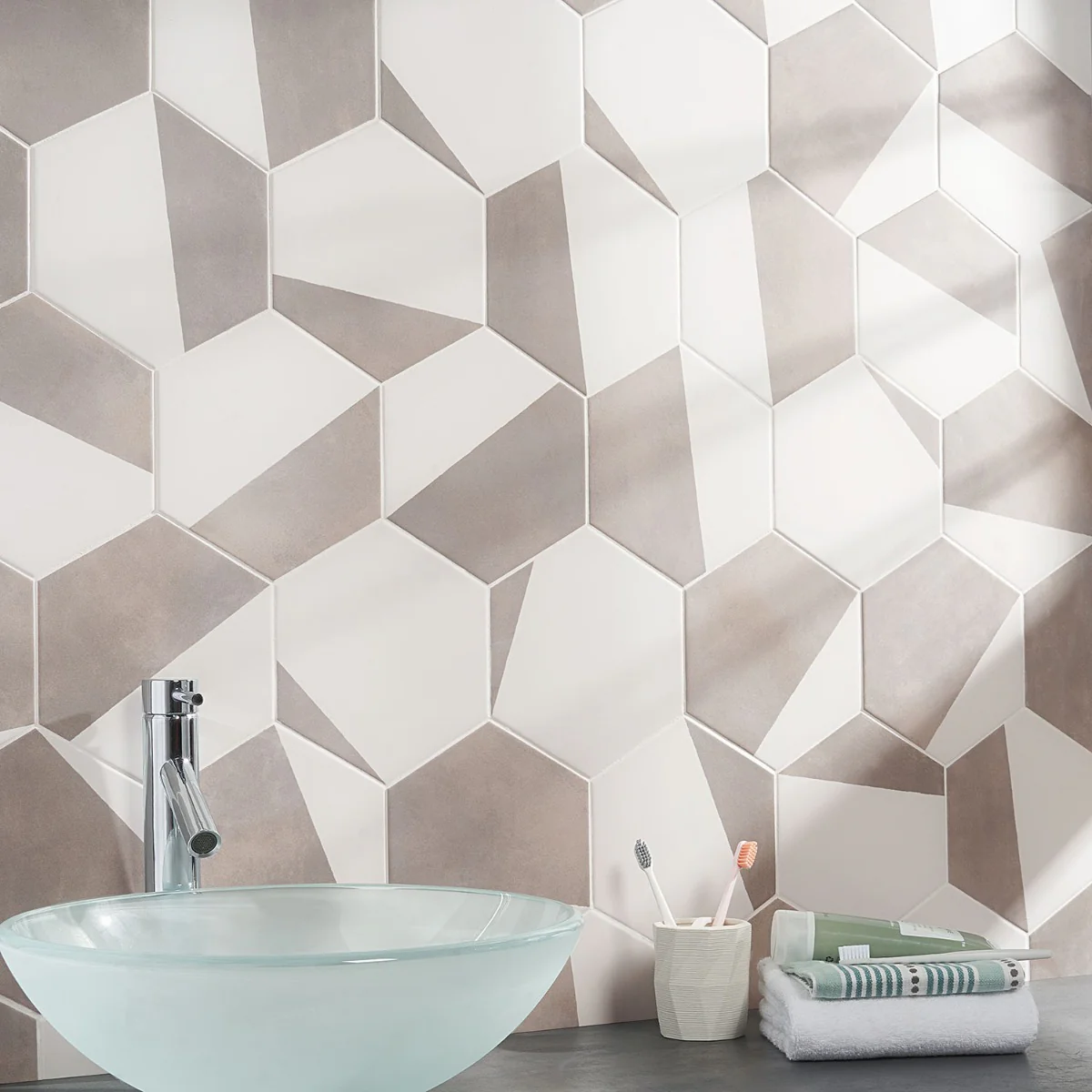HexArt Pop Gris 8" Hexagon Matte Porcelain Tile - Lux Tile - Image 2