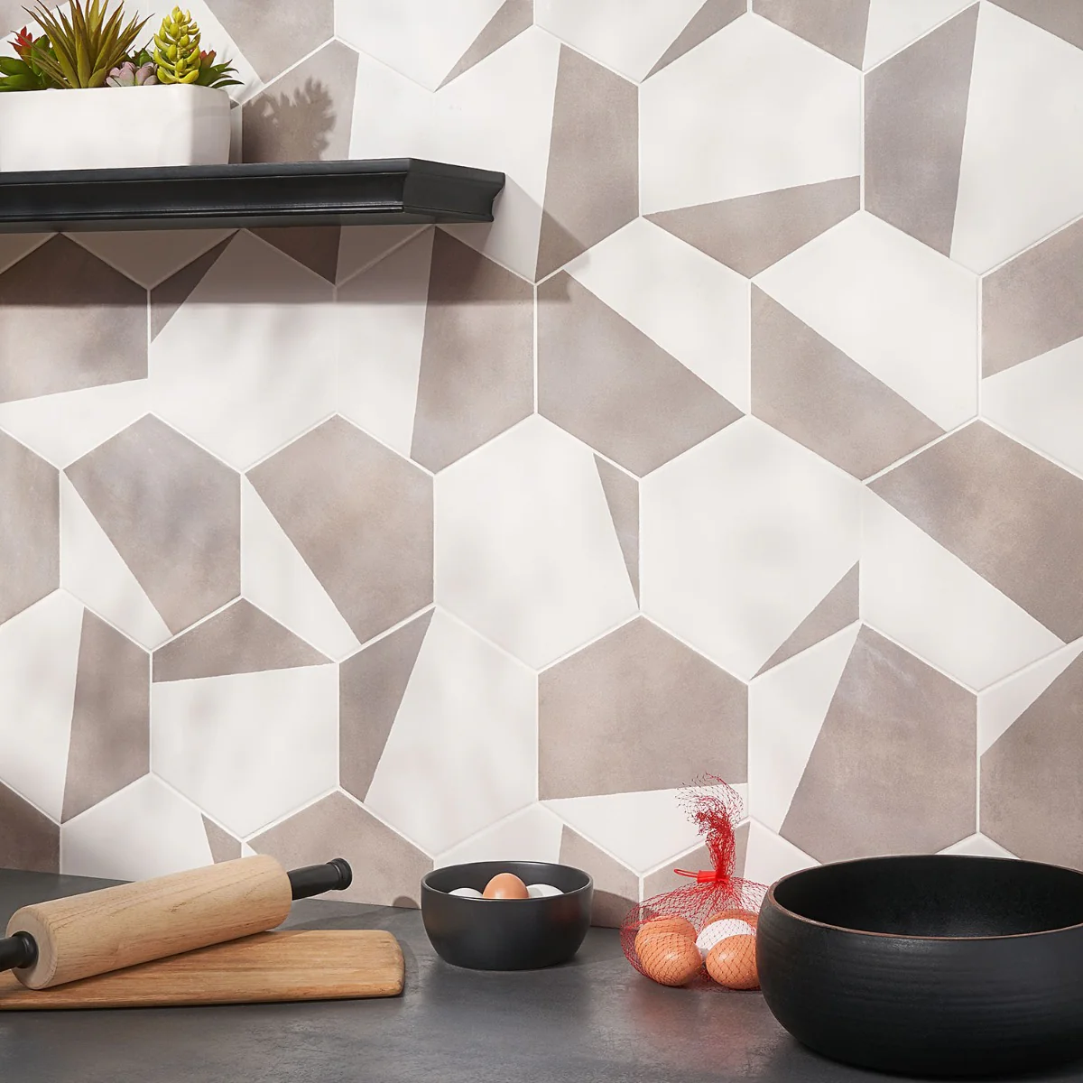 HexArt Pop Gris 8" Hexagon Matte Porcelain Tile - Lux Tile - Image 5