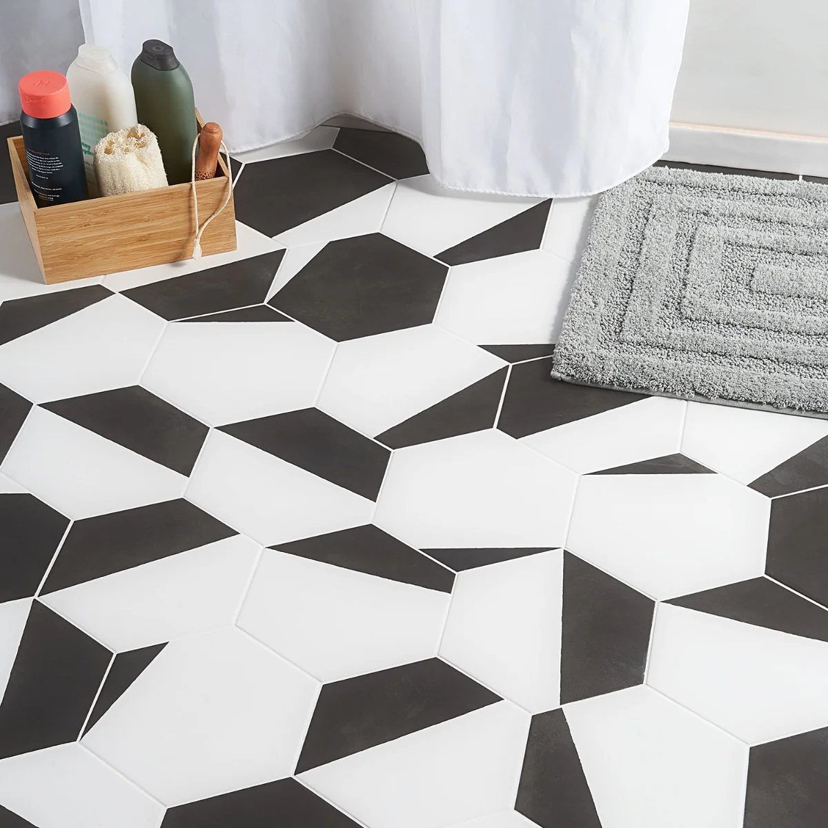 HexArt Pop Nero 8" Hexagon Matte Porcelain Tile - Lux Tile
