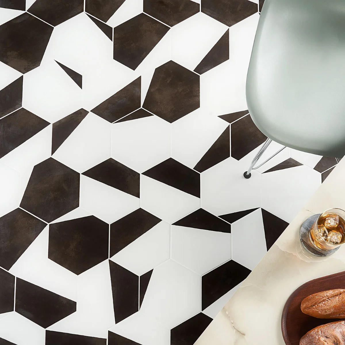 HexArt Pop Nero 8" Hexagon Matte Porcelain Tile - Lux Tile - Image 5