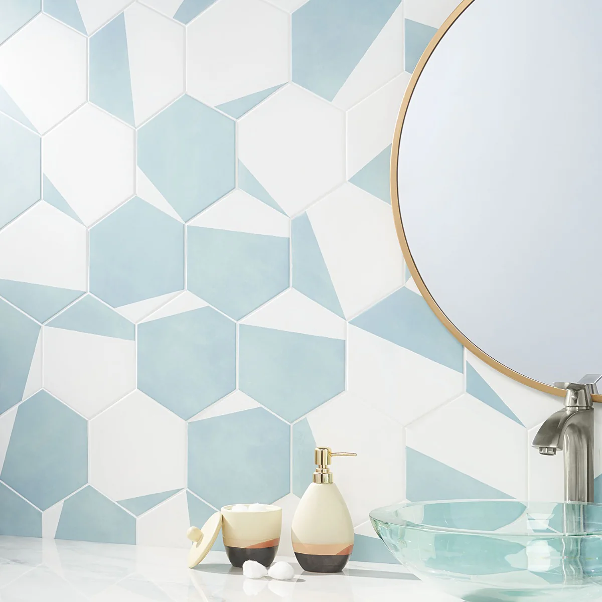 HexArt Pop Turquoise 8" Hexagon Matte Porcelain Tile - Lux Tile - Image 2