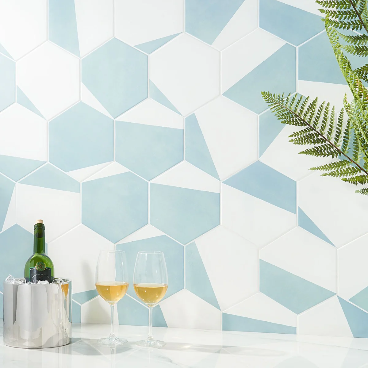 HexArt Pop Turquoise 8" Hexagon Matte Porcelain Tile - Lux Tile - Image 5