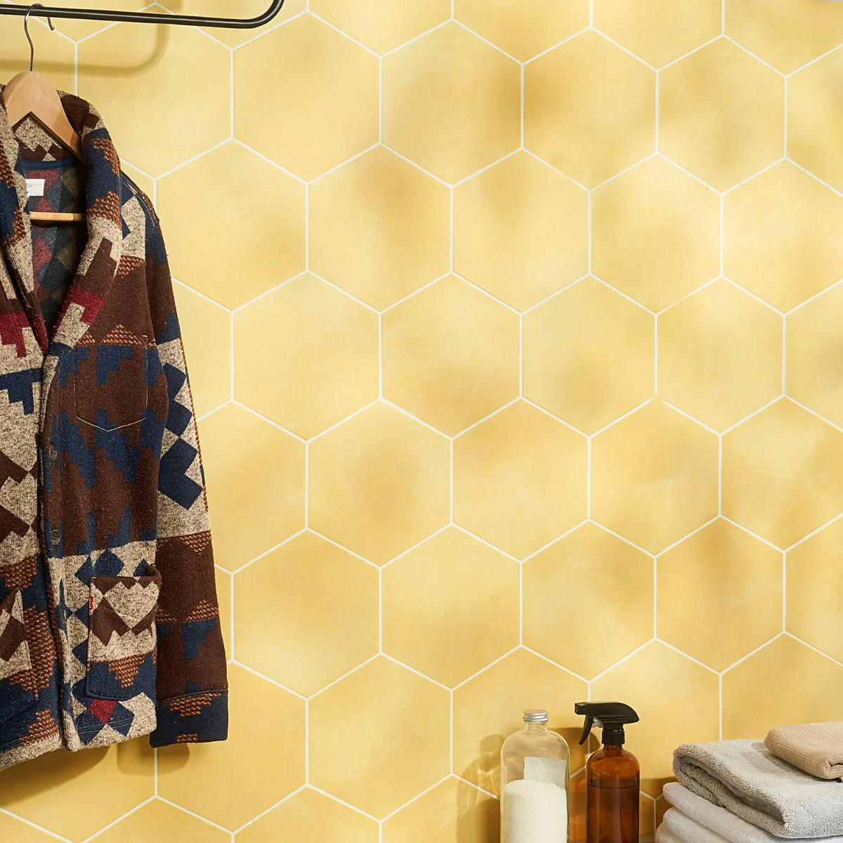 HexArt Yellow 8" Hexagon Matte Porcelain Tile by Lux Tile - Image 5