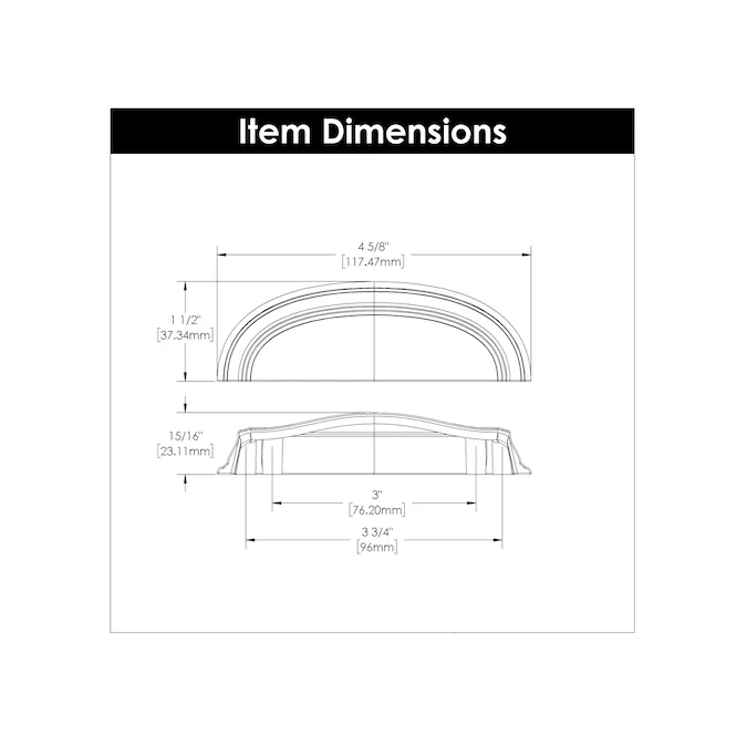 Hickory Hardware American Diner 3-in or 3-3/4-in (96mm) Center to Center Arch Cup Drawer Pull - Image 4