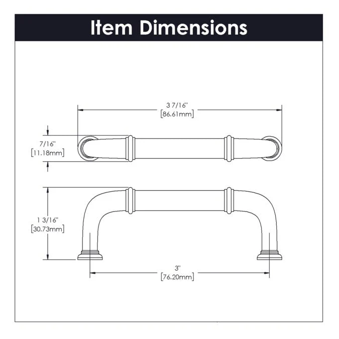 Hickory Hardware Cottage 3-in (76mm) Center to Center Matte Black Rectangular Handle Drawer Pull - Image 4
