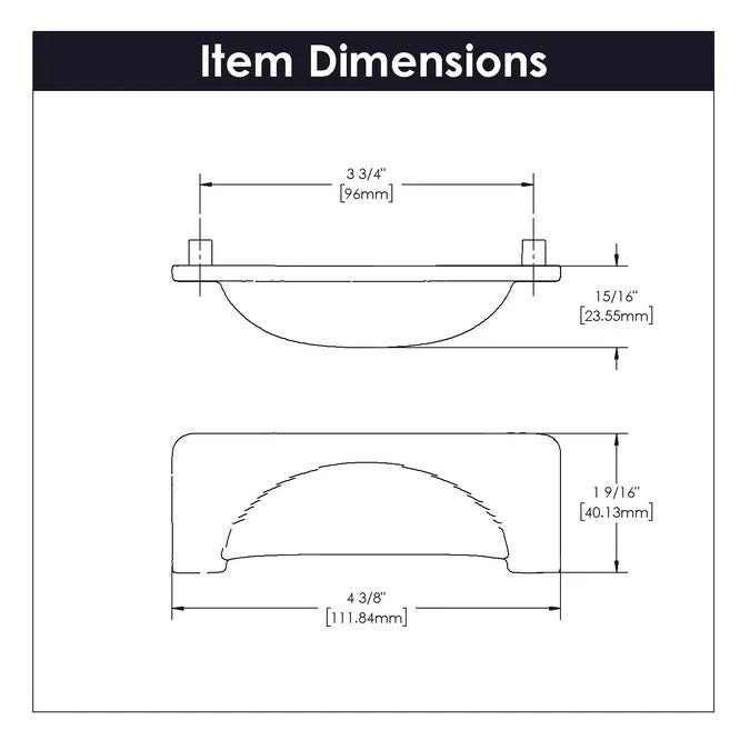 Hickory Hardware Craftsman 3-3/4-in (96mm) Center to Center Chrome Arch Cup Drawer Pull - Image 4