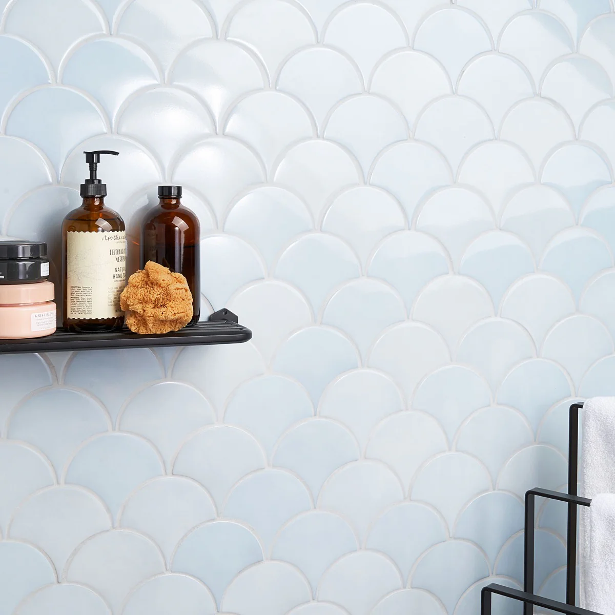 Highwater Maya Blue Fish Scale Polished Ceramic Wall Tile - 5"