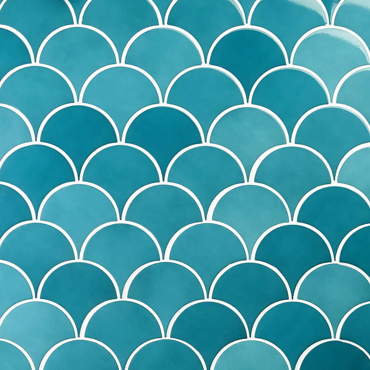 Highwater Teal 5" Fish Scale Polished Ceramic Wall Tile - Image 2
