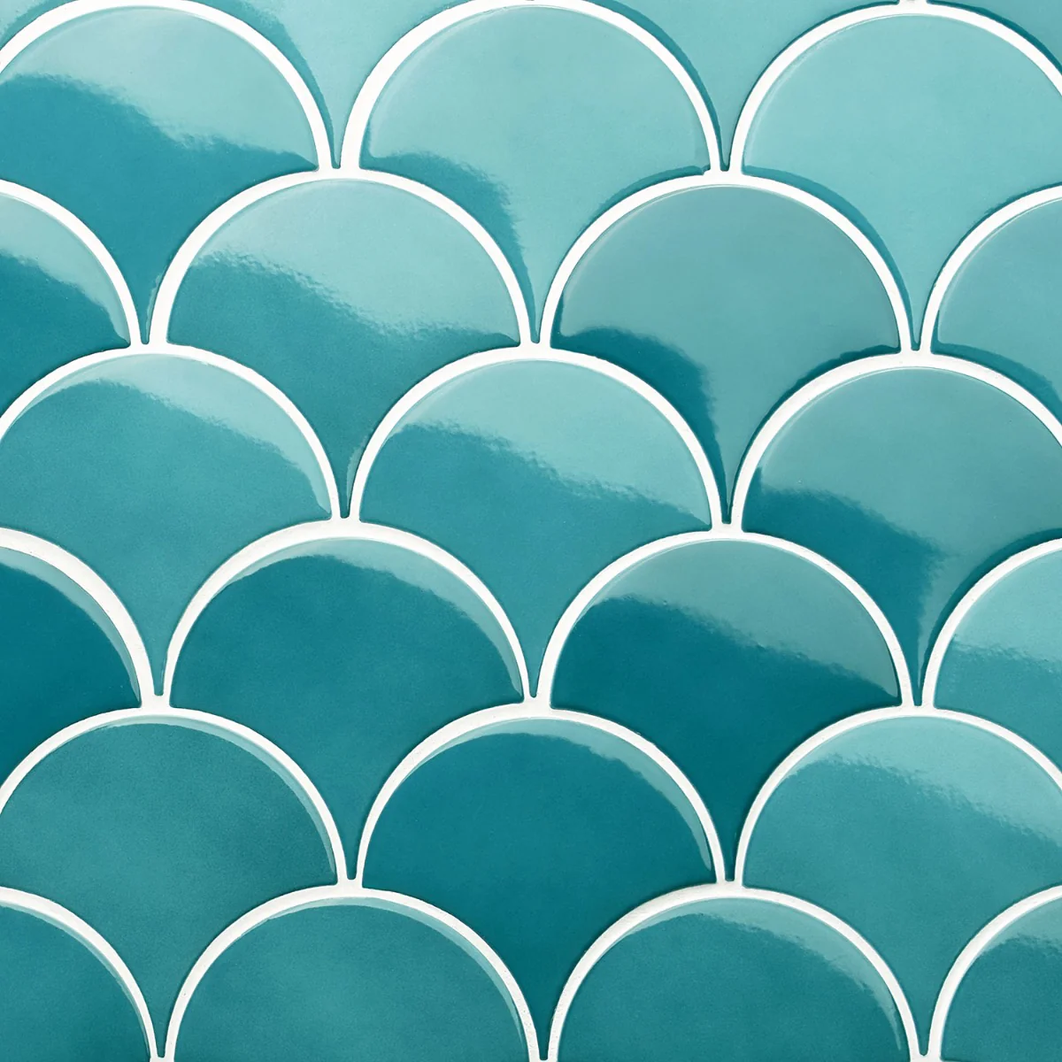 Highwater Teal 5" Fish Scale Polished Ceramic Wall Tile - Image 5