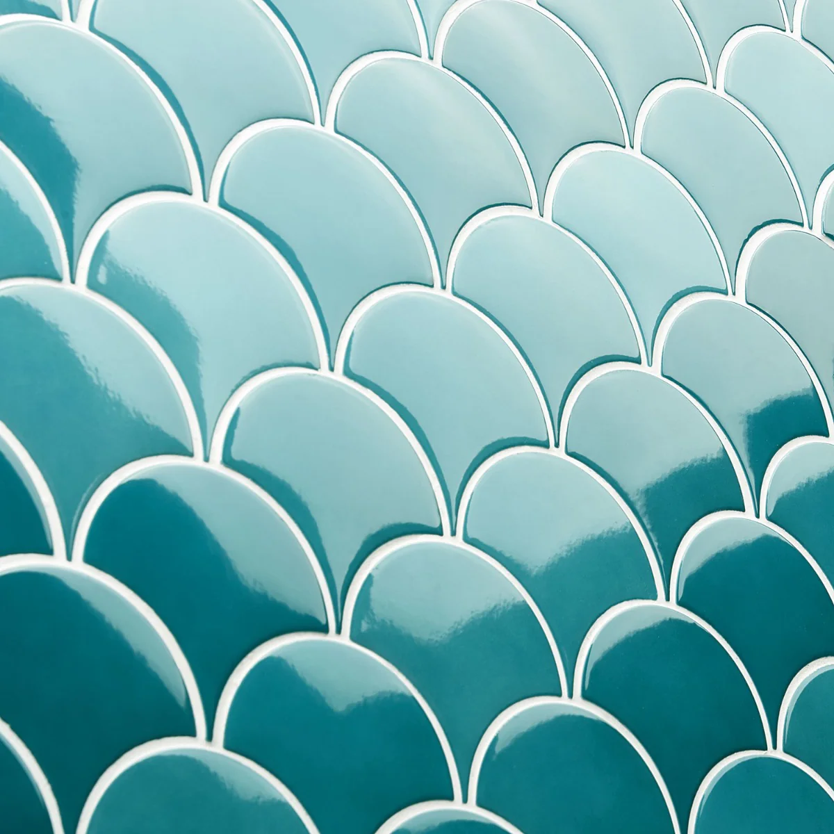 Highwater Teal 5" Fish Scale Polished Ceramic Wall Tile - Image 6