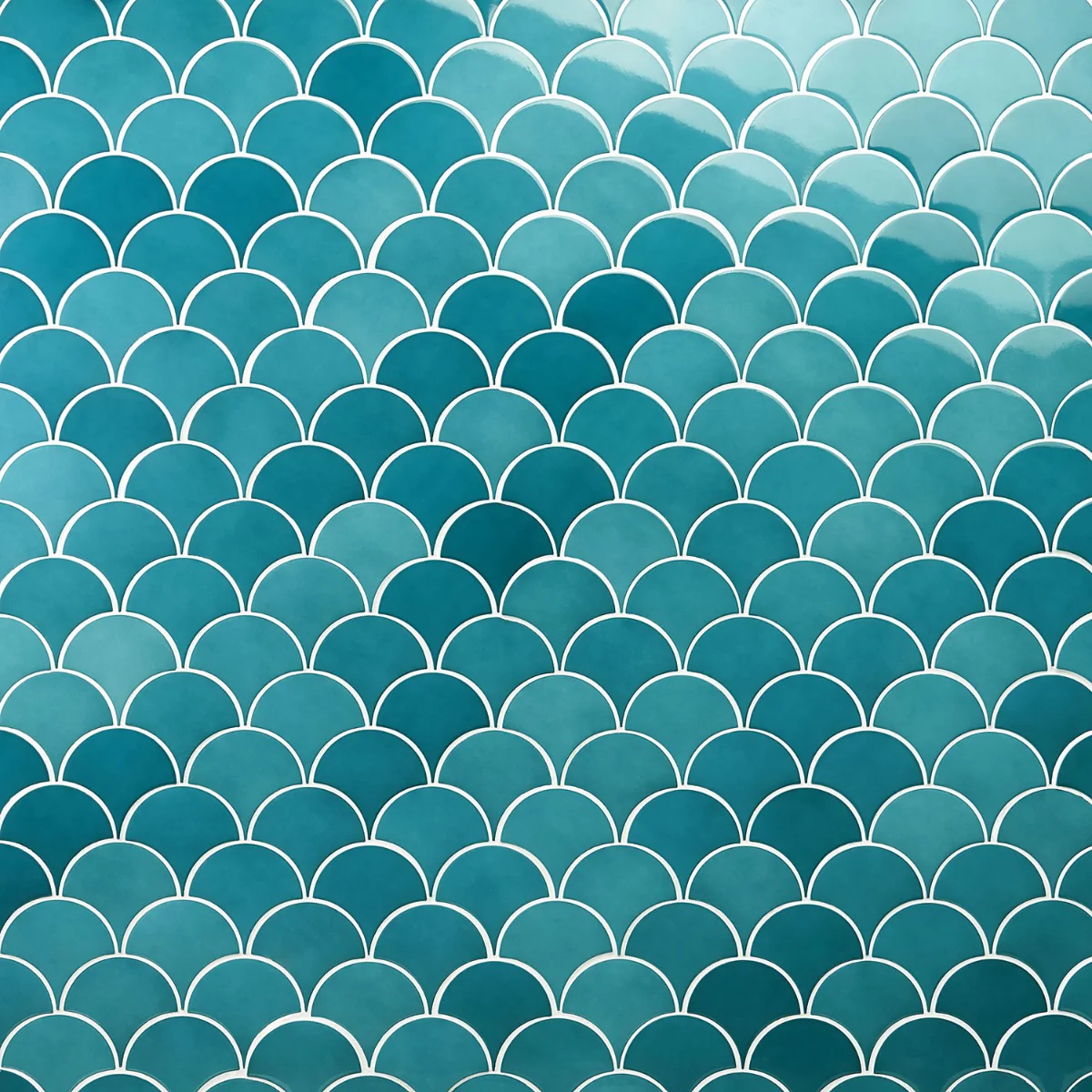 Highwater Teal 5" Fish Scale Polished Ceramic Wall Tile - Image 9