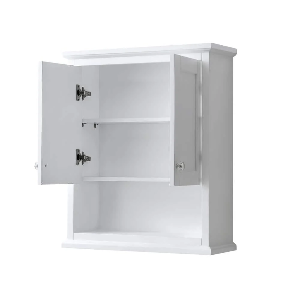 Wyndham Collection Avery 25 in. W Bathroom Wall Cabinet in White - Image 3