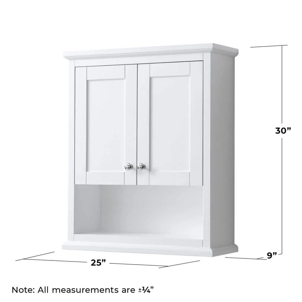 Wyndham Collection Avery 25 in. W Bathroom Wall Cabinet in White - Image 4