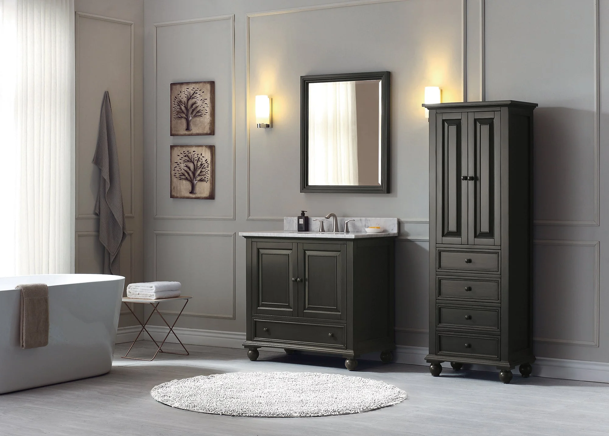 Avanity Thompson 24 in. W x 16 in. D x 68 in. H Charcoal Glaze Linen Cabinet - Image 5
