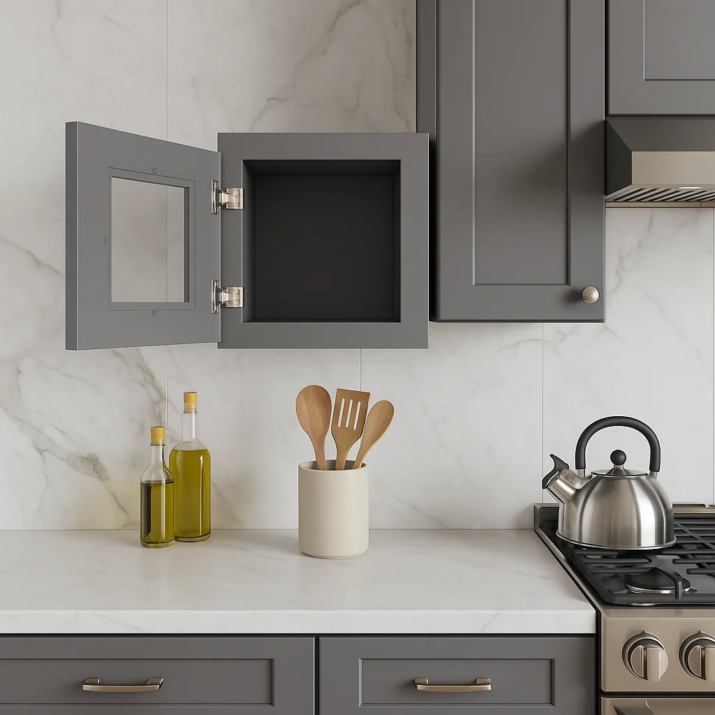 HOMEIBRO 12 in. W x 12 in. D x 12 in. H Shaker Gray Plywood Wall Kitchen Cabinet with 1-Door - Image 2