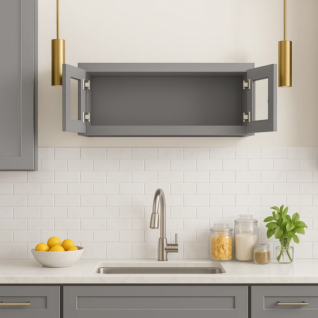 HOMEIBRO 36 in. W x 12 in. D x 12 in. H Shaker Gray Plywood Wall Kitchen Cabinet with 2 Doors - Image 2