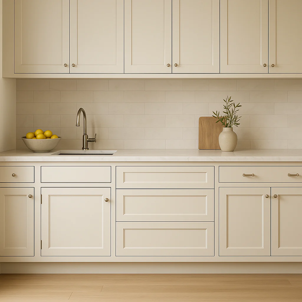 HOMEIBRO Antique White 3-Drawer Kitchen Cabinet - Ready to Assemble - Image 3