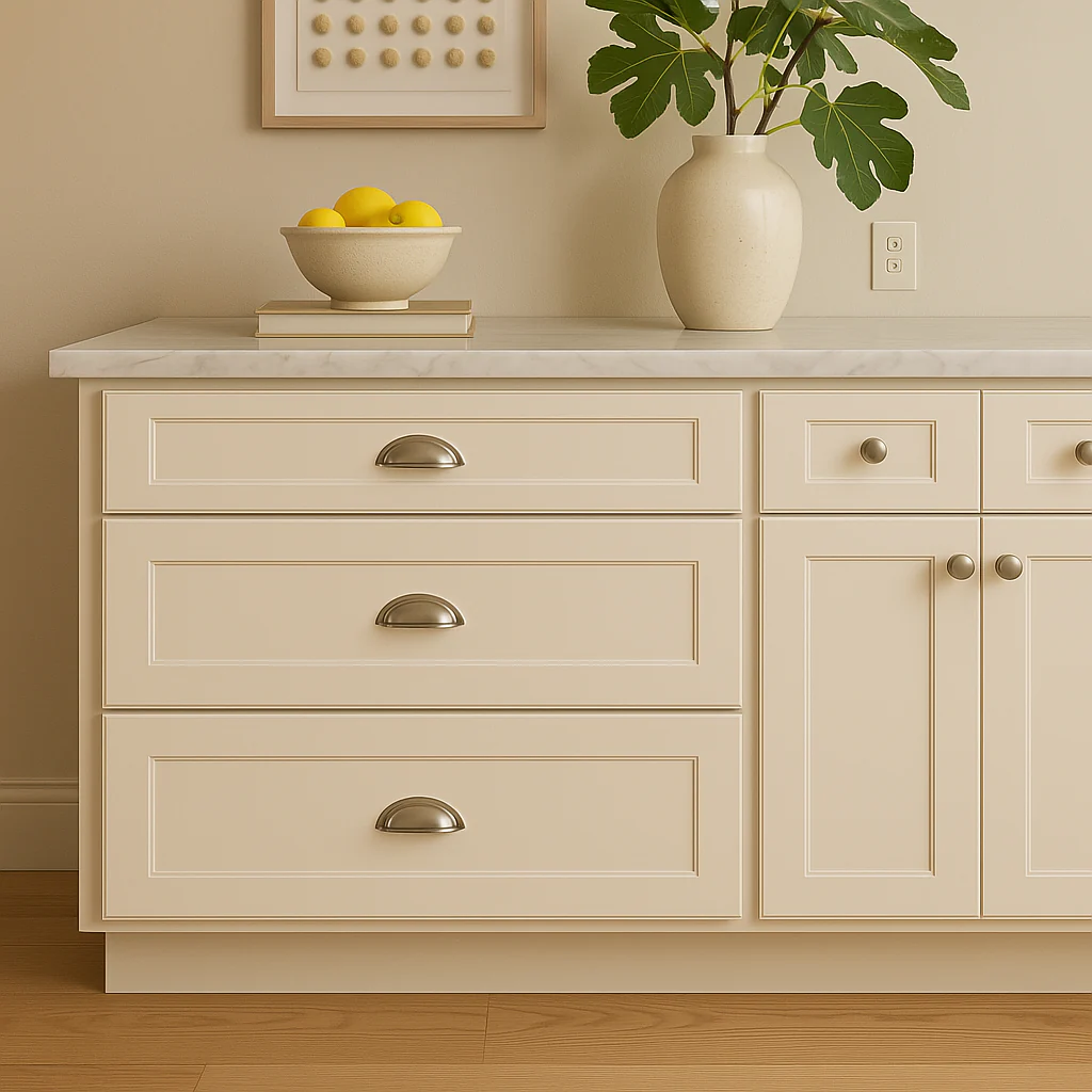 HOMEIBRO Antique White 3-Drawer Kitchen Cabinet - Ready to Assemble - Image 4