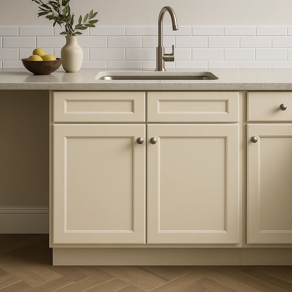 HOMEIBRO Newport Antique White Shaker Style Base Kitchen Cabinet - 33 in. W x 24 in. D x 34.5 in. H - Image 3