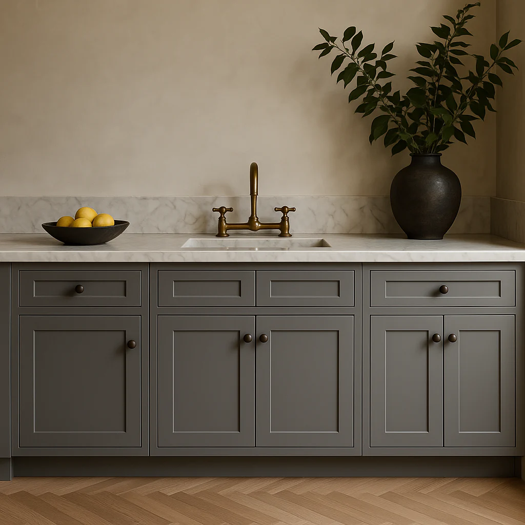 HOMEIBRO Newport Gray Shaker Style Base Kitchen Cabinet with 2 Doors and 2 Drawers - Image 3