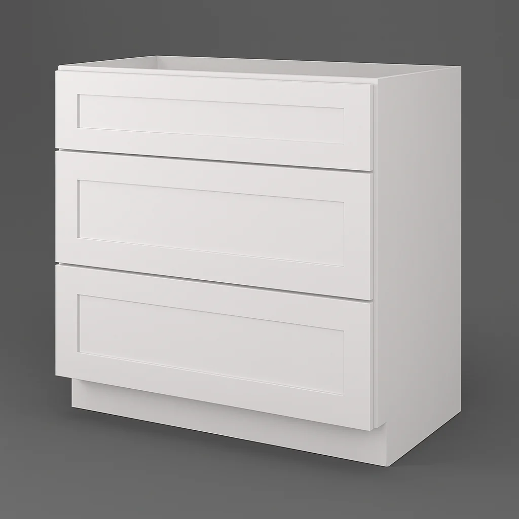 HOMEIBRO Shaker Dove Plywood Kitchen Cabinet with 3 Drawers - 36 in. W x 24 in. D x 34.5 in. H