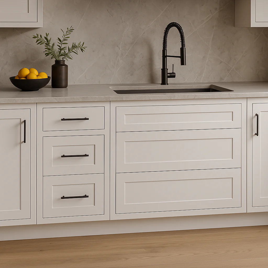 HOMEIBRO Shaker Dove Plywood Kitchen Cabinet with 3 Drawers - 36 in. W x 24 in. D x 34.5 in. H - Image 2